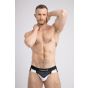 Maskulo Bedruckte Mesh Jockstrap in Weiß/Schwarz