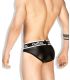 Outtox Fetish Brief in Zwart met Witte Accenten.